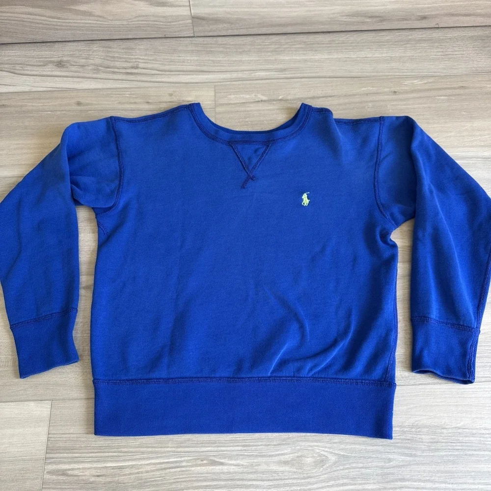 Polo‎ Ralph Lauren Sweatshirt Youth Kids M / Women's XS Blue Crewneck Pullover